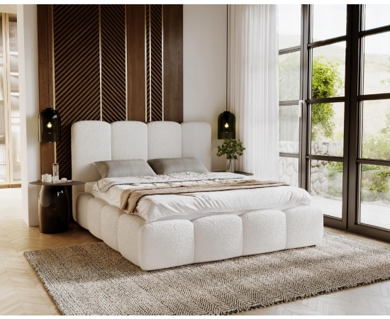 Łóżko tapicerowane tkanina boucle 120x200 Lila