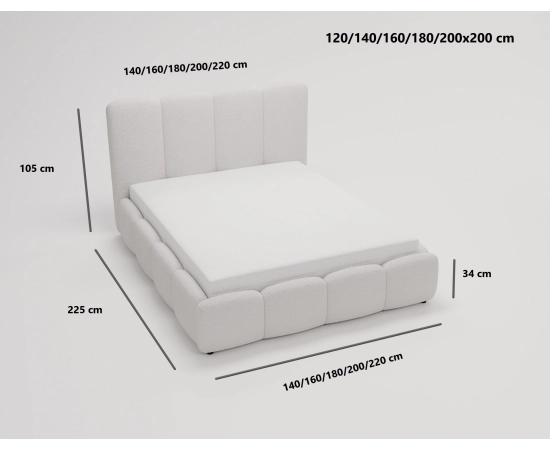 Łóżko tapicerowane tkanina boucle 120x200 Lila