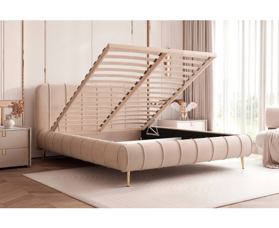 Łóżko sypialniane designerskie przeszycia wysokie nogi 120x200 Lina II
