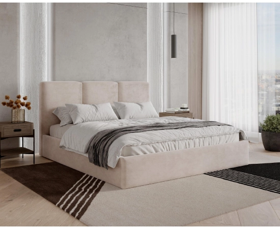 Podwójne slim łóżko 180x200 tapicerowane z pojemnikiem Mira