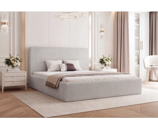 Łóżko sypialniane tapicerowane 160x200 prosty design, miękki sztruks Vienna