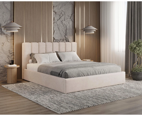 Podwójne łóżko slim z pojemnikiem 180x200 tapicerowane Nuvia