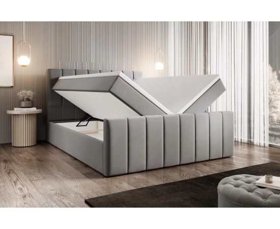 Duże łóżko 200x200 kontynentalne velvet tapicerowane pianka Zuno
