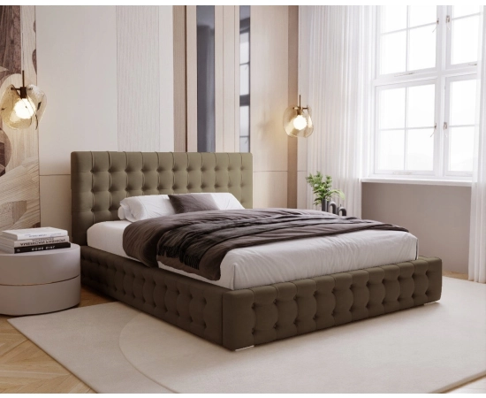 Sypialnia łóżko z pojemnikiem i stelażem pikowane z guzikami 180x200 Palmo