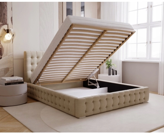 Stylowe pikowane łóżko do sypialni z pojemnikiem i stelażem 120x200 Palmo