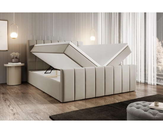 Duże łóżko 200x200 kontynentalne velvet tapicerowane pianka Zuno