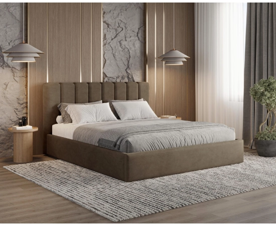 Podwójne łóżko slim z pojemnikiem 180x200 tapicerowane Nuvia