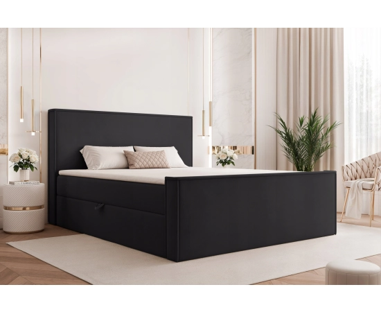 Eleganckie łóżko 160x200 kontynentalne z materacem i lamówką Lunara II