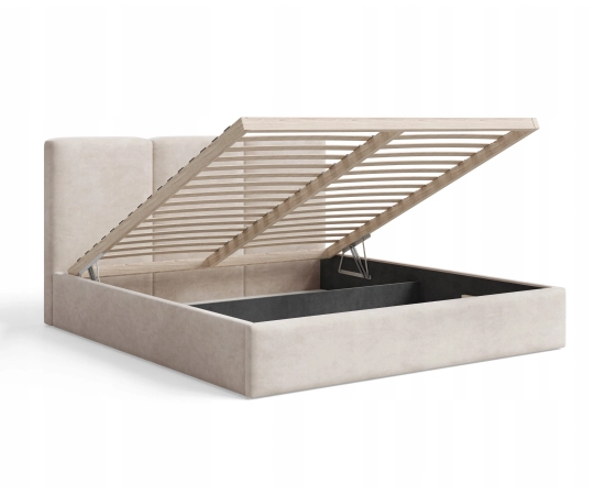 Podwójne slim łóżko 180x200 tapicerowane z pojemnikiem Mira