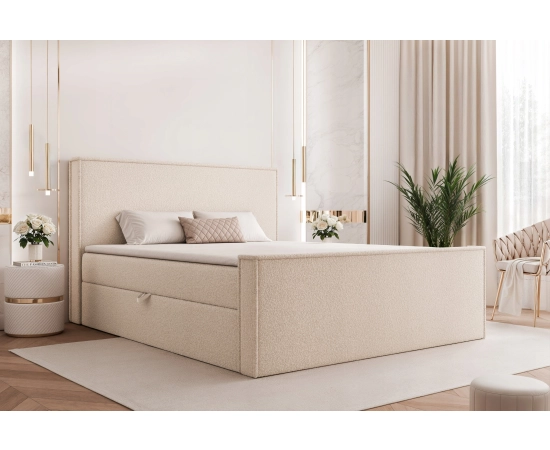 Eleganckie łóżko 160x200 kontynentalne z materacem i lamówką Lunara II