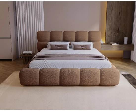 Łóżko boucle design nowoczesny pojemnik i stelaż 160x200 Boston