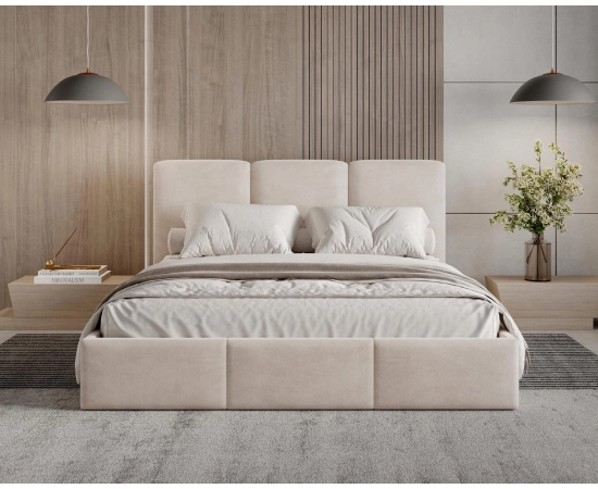 Podwójne łóżko sypialniane 200x200 slim z pojemnikiem Elora