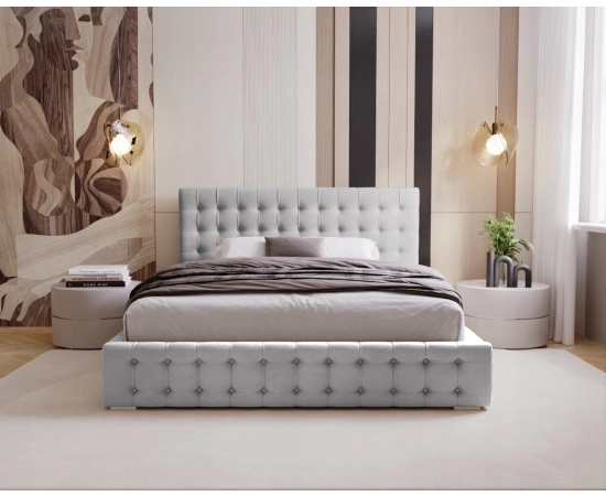 Sypialnia łóżko z pojemnikiem i stelażem pikowane z guzikami 180x200 Palmo