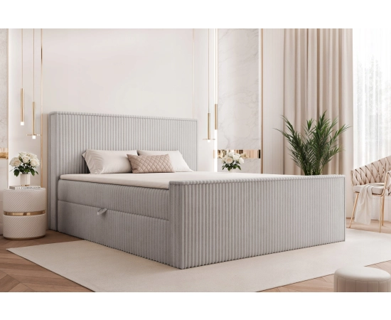 Eleganckie łóżko 160x200 kontynentalne z materacem i lamówką Lunara II