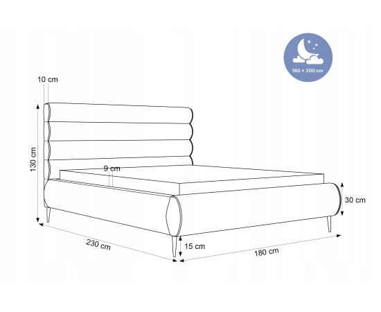 Stylowe łóżko sypialniane dwuosobowe 160x200 łóżko pojemnik Marbella II