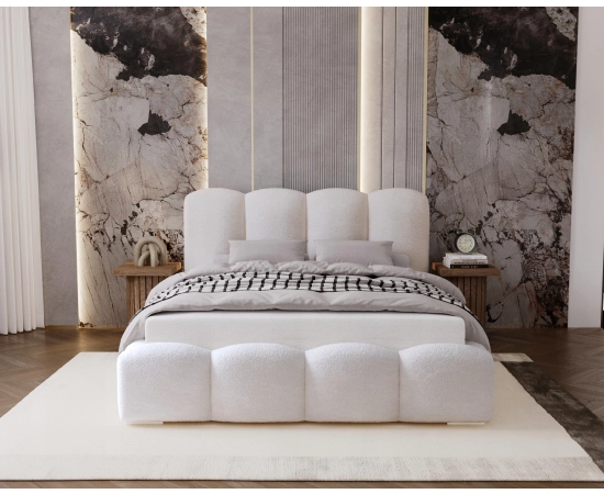 Tapicerowane łóżko nowoczesne grube pasy 160x200 Fluffy