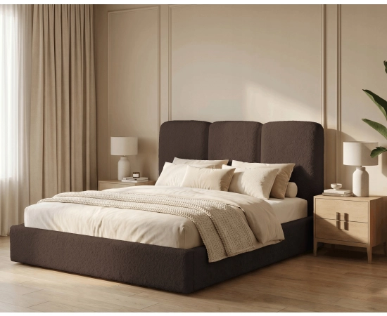 Łóżko sypialniane slim 160x200 z pojemnikiem i stelażem Mira boucle