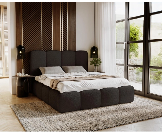 Łóżko tapicerowane tkanina boucle 120x200 Lila