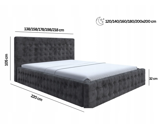 Pikowane łóżko do sypialni z pojemnikiem i stelażem 140x200 Palmo