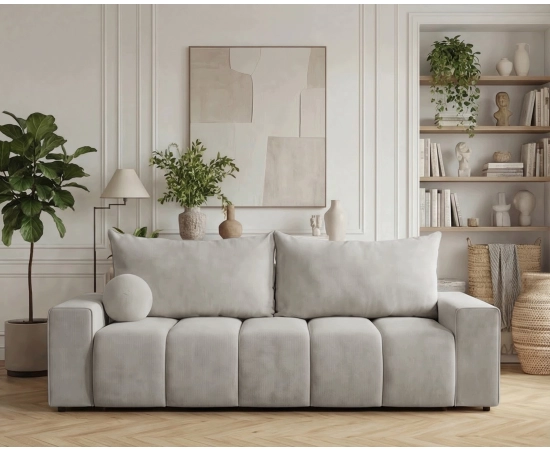 Nowoczesna sofa do salony obłe przeszycia na siedzisku Mavi