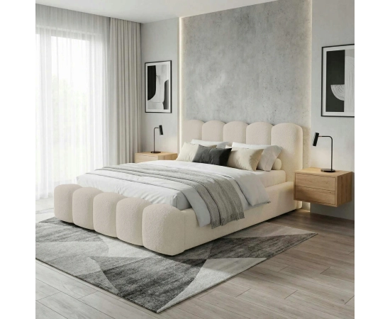 Modne łoże małżeńskie z pojemnikiem 200x200 MILLY łóżko chmurka