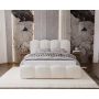 Obłe tapicerowane łóże sypialniane z pojemnikiem 200x200 Fluffy