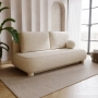 Sofa dwuosobowa okrągłe poduszki Toby tkanina boucle