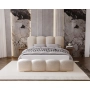 Obłe tapicerowane łóże sypialniane z pojemnikiem 200x200 Fluffy